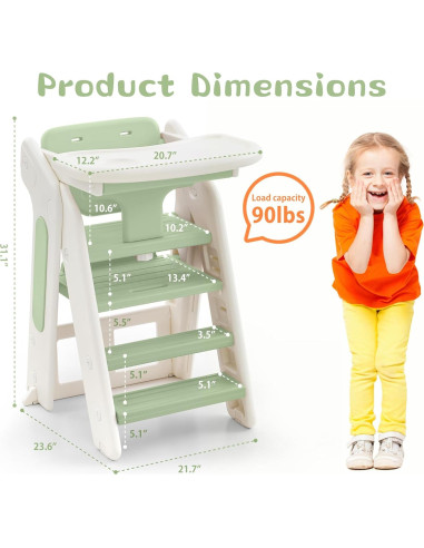 Escalera para Niños JooKiddie 4-en-1 Ajustable Verde