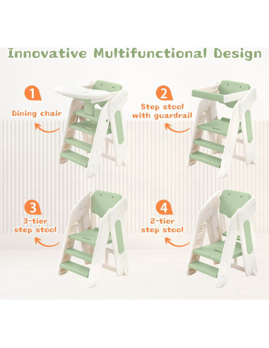 Escalera para Niños JooKiddie 4-en-1 Ajustable Verde