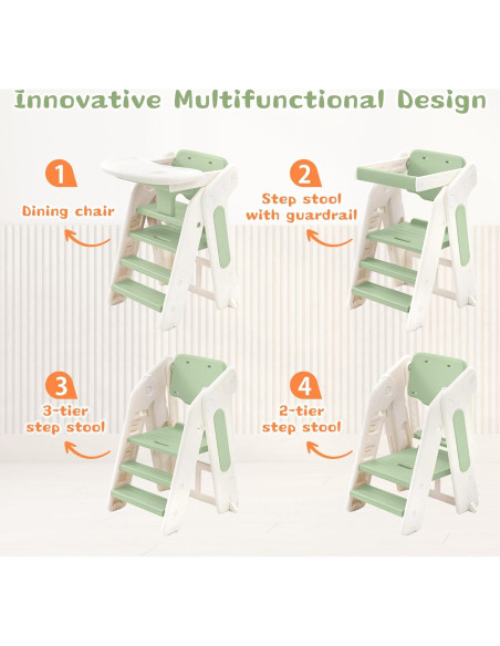 Escalera para Niños JooKiddie 4-en-1 Ajustable Verde