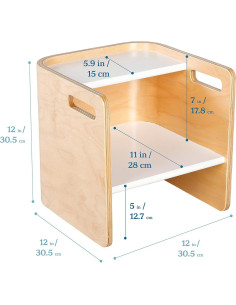 Silla Multifuncional ECR4Kids Bentwood Natural/Blanco 30.48cm 2