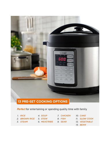 Olla de Presión Eléctrica Commercial Chef 6.3L Acero Inoxidable