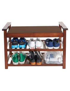 Banco para Zapatos Dporticus con Asiento Acolchado Espresso