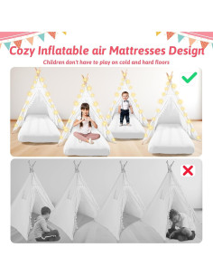 Tienda de dormir tipo teepee IIIMEIDU - Juego de 4 con cama inflable 2