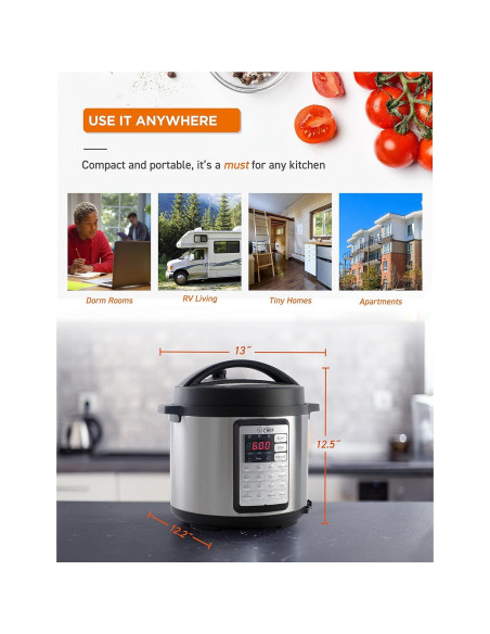 Olla de Presión Eléctrica Commercial Chef 6.3L Acero Inoxidable