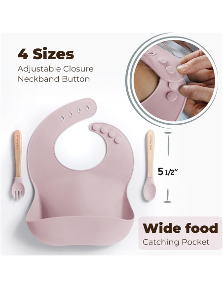 Set de Alimentación de Silicona 8 Piezas para Bebés Rosa Claro