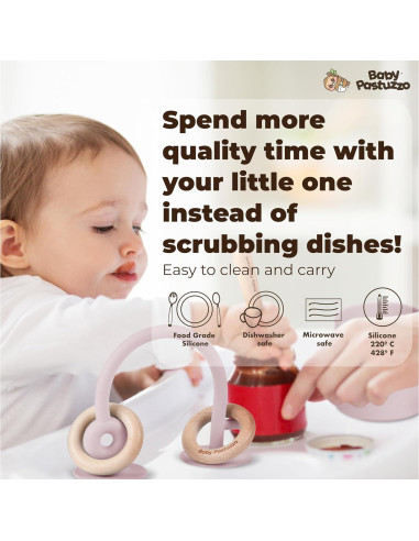 Set de Alimentación de Silicona 8 Piezas para Bebés Rosa Claro