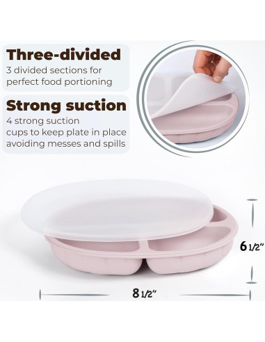 Set de Alimentación de Silicona 8 Piezas para Bebés Rosa Claro