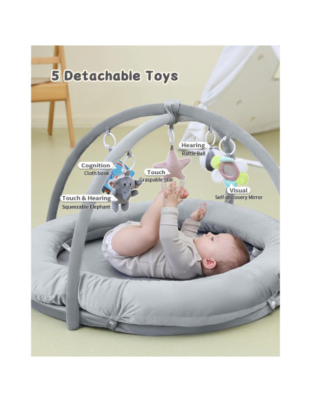 Gimnasio de Juego Hiseeme 5 en 1 para Bebés - Alfombra Suave y Gruesa