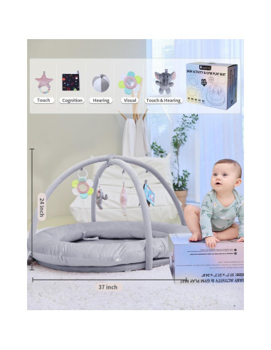 Gimnasio de Juego Hiseeme 5 en 1 para Bebés - Alfombra Suave y Gruesa