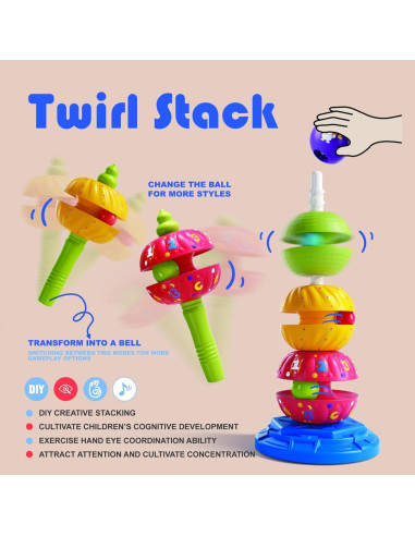 Juguete de Apilamiento Giratorio YUSIMEI para Bebés 16x16x37cm