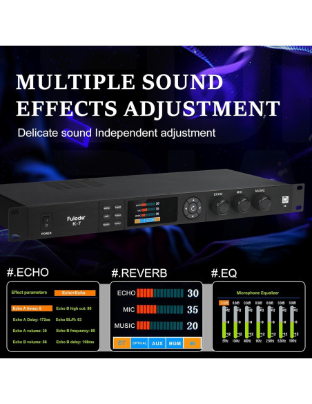 Procesador de Karaoke K-7 con Bluetooth y Ecualizador