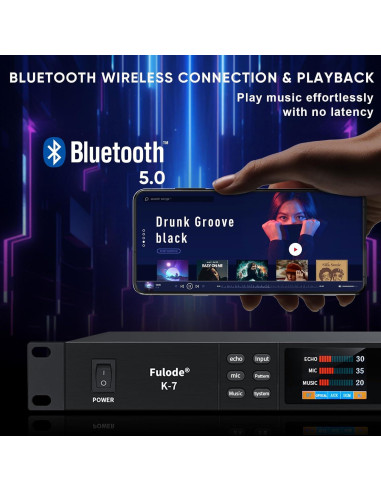 Procesador de Karaoke K-7 con Bluetooth y Ecualizador