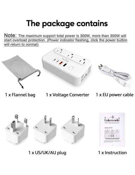 Convertidor de Voltaje 220V a 110V Lukwrode 35W USB Universal