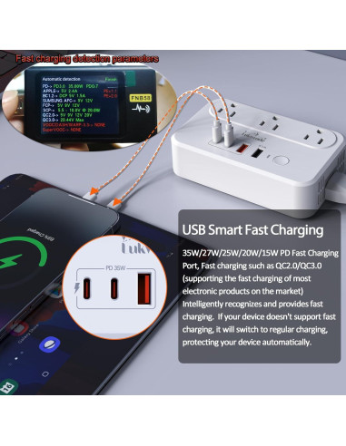 Convertidor de Voltaje 220V a 110V Lukwrode 35W USB Universal