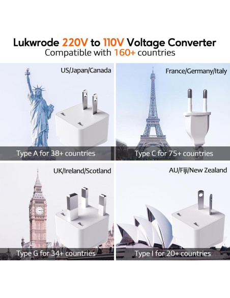 Convertidor de Voltaje 220V a 110V Lukwrode 35W USB Universal
