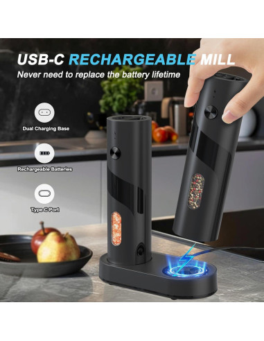 Juego de Molinillos Eléctricos de Sal y Pimienta ZDFRBJG 110ML