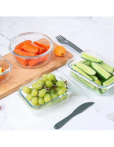 Juego de 24 Recipientes de Vidrio KOMUEE Apilables y Herméticos