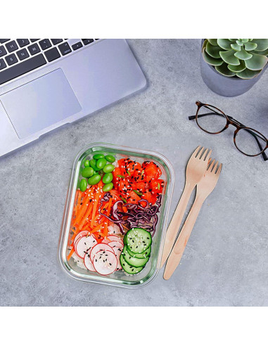 Juego de 24 Recipientes de Vidrio KOMUEE Apilables y Herméticos