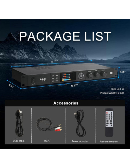 Procesador de Karaoke K-7 con Bluetooth y Ecualizador