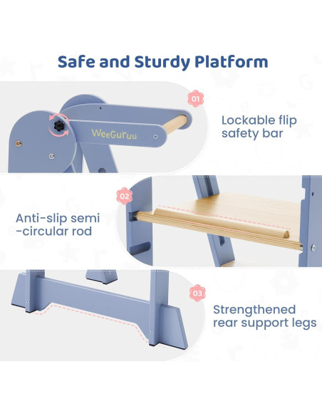 Torre de Cocina Plegable WeeGuruu Ajustable para Niños 18 Meses a 6 Años