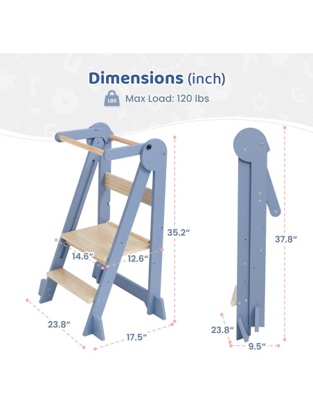 Torre de Cocina Plegable WeeGuruu Ajustable para Niños 18 Meses a 6 Años