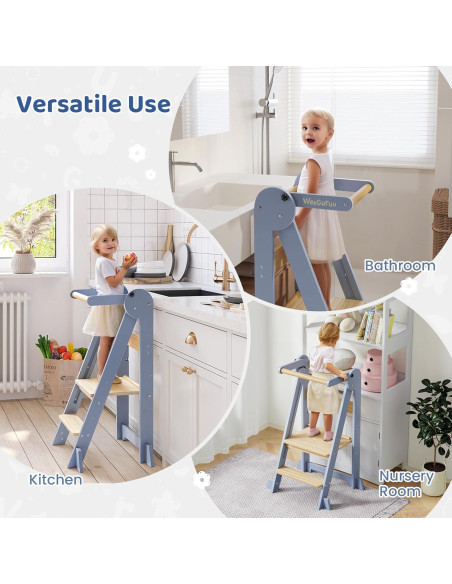 Torre de Cocina Plegable WeeGuruu Ajustable para Niños 18 Meses a 6 Años