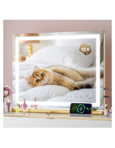 Espejo de tocador LED Batuso 58x46 cm con aumento 10X