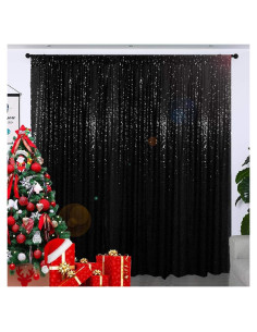 Fondo de Lentejuelas Brillantes JNGFB 1.83m x 1.83m Negro