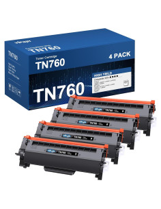 Tóner TN760 Negro Brother - 4 Cartuchos, 3000 Páginas