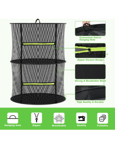 Soporte de Secado de Hierbas MEKOLIFE 2 Capas Plegable Negro 2