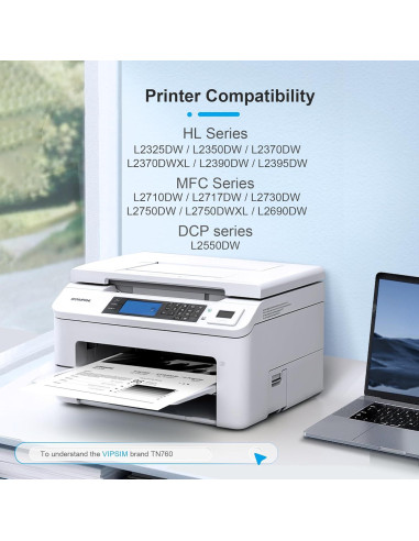 Tóner TN760 Negro Brother - 4 Cartuchos, 3000 Páginas