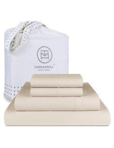 Juego de Sábanas de Algodón Supima Threadmill 1000 Hilos Beige