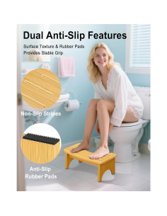 Taburete de Baño de Bambú JACNITAD 16.5 cm Antideslizante 2