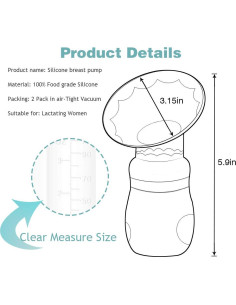 Paquete de 2 Extractores de Leche Manuales de Silicona - Libre de BPA 2