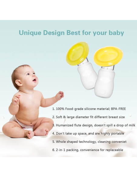 Paquete de 2 Extractores de Leche Manuales de Silicona - Libre de BPA Paquete de 2 Extractores de Leche Manuales de Silicona - Libre de BPA