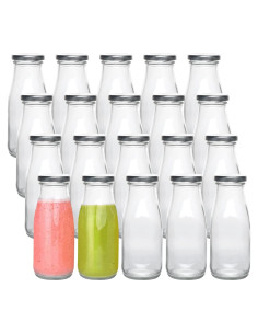 Botellas de vidrio QAPPDA 350ml con tapa plateada - Set de 20