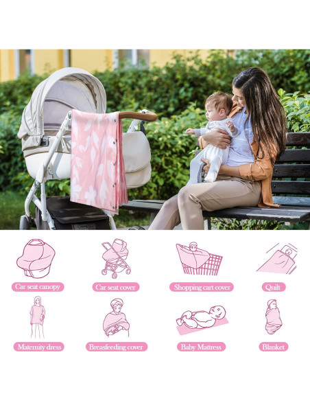 2 Piezas Cubierta de Lactancia Suave con Flores - Poliéster