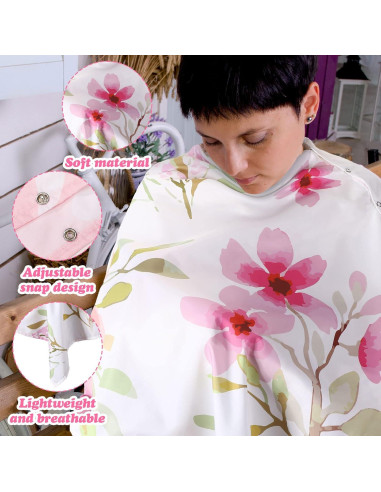 2 Piezas Cubierta de Lactancia Suave con Flores - Poliéster