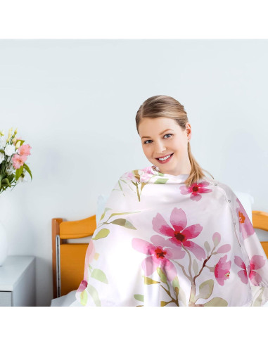 2 Piezas Cubierta de Lactancia Suave con Flores - Poliéster