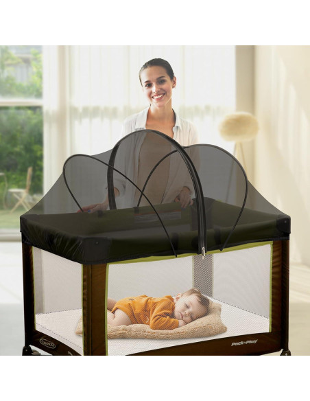 Cubierta Antimosquitos para Cuna de Viaje Jiangcha - Negro Grande