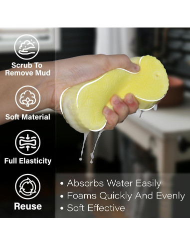 Esponja de Baño Exfoliante BOBI CARE 2 Piezas Suave 3D