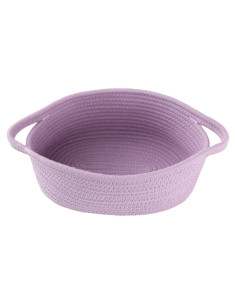 Cesta de Almacenamiento de Cuerda de Algodón Lavanda 30x20x12 cm