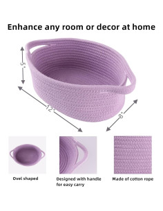 Cesta de Almacenamiento de Cuerda de Algodón Lavanda 30x20x12 cm 2