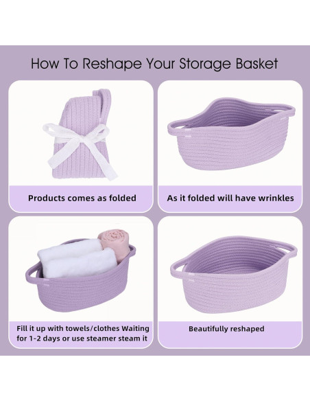 Cesta de Almacenamiento de Cuerda de Algodón Lavanda 30x20x12 cm