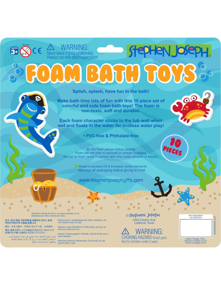 Conjunto de Juguetes de Espuma Flotante Stephen Joseph 10 Piezas Tiburón