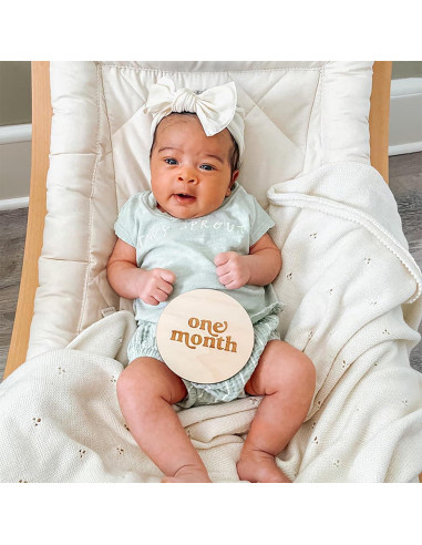 Discos de Hito Mensual de Madera OENIZI - 12 Meses Bebé
