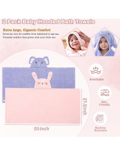 Juego de 2 Toallas con Capucha FOINEMYED 70x140 cm Niños 2