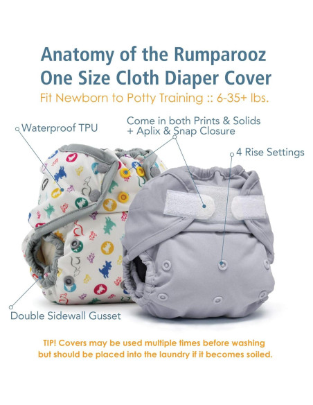 Cubierta de Pañal de Tela Kanga Care Rumparooz Única 2.7-15.9 kg