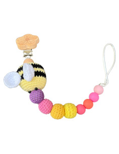 Clip de Chupete de Crochet Hecho a Mano Abeja Grande