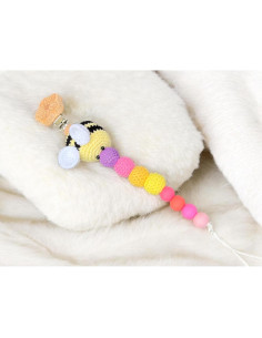 Clip de Chupete de Crochet Hecho a Mano Abeja Grande 2